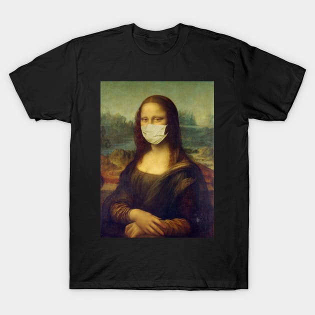 Monalisa With Mask T-Shirt by Aldebaran